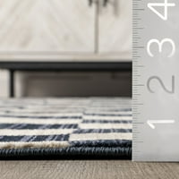 абстрактен кариран килим с ресни, 5' 7' 10