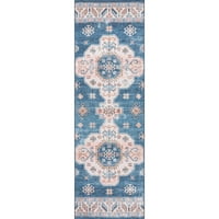 норма норма машинно пране традиционен килим Медальон бегач, 2 '6 8', синьо
