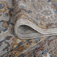 Традиционна зона килим ориенталски слонова кост, син хол лесен за почистване