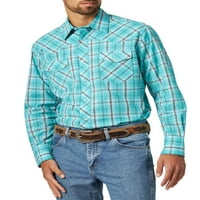 Мъжка риза с дълъг ръкав карирана Западна риза
