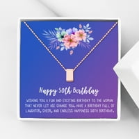 Анавия Честит 60-ти рожден ден подаръци от неръждаема стомана мода колие карта за рожден ден бижута подарък за нея, подарък за рожден ден за баба-[Златен куб, синьо-ор