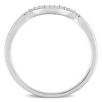Миабела Дамски диамантен акцент 10кт Бяло Злато Шеврон сватбен пръстен