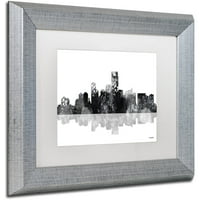 Търговска марка изобразително изкуство Джърси Сити Ню Джърси Скайлайн БГ-1 платно изкуство от Марлене Уотсън,