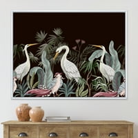 Дизайнарт 'Чиноазерия с божури и птици' традиционна рамка платно за стена арт принт