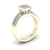 3 4к ТДВ диамант 10к жълто злато клъстер Булчински пръстен комплект