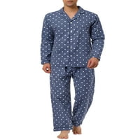 Уникални изгодни Мъжки фланел пижама Бутон надолу Дълги ръкави пижама комплект
