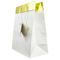 Хартиени Подаръчни торбички, големи, пакет 6, 24, бяло райе със златен връх