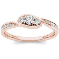 Карат Т. в. диамантен байпас Трикален 10кт годежен пръстен от розово злато