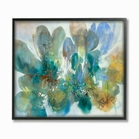 Изумителен Домашен декор синьо и зелено ярки цветни цветя в рамка текстурирано изкуство