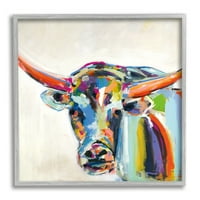 Ступел Начало Дé Кор дълъг рог говеда дъга Абстрактен портрет Червено синьо, 24, проектиран от Мелиса Лионс,