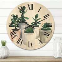 Дизайнарт 'сукулент и кактус Стайни растения ви' къща дърво стенен часовник