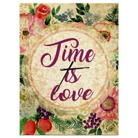 Дизайнарт 'времето е любов розов цветен' Реколта стенен часовник