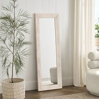 Неутайп 64 х21 огледало с пълна дължина огледало подово огледало дървена рамка правоъгълно висящо огледало за стена Бяло