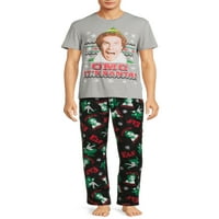 Елф Мъжки Графичен тениска и панталон спално облекло комплект, 2-парче