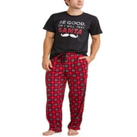 Семейна пижама за сън карирана Санта, комплект от 2 части