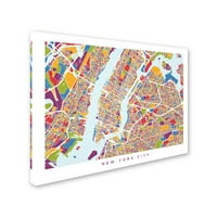 Изобразително изкуство в Ню Йорк карта на улиците в платно изкуство от Майкъл Томпсет