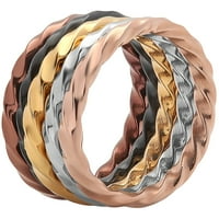 Дамски многоцветни пръстени за подреждане от неръждаема стомана, комплект от 5