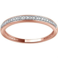 Ариста кръгъл диамантен акцент Дамски комплект с фини зъбци класически сватбен пръстен в 10к Розово злато