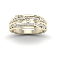 1 4к ТДВ диамант 10к жълто злато ред диамантен пръстен