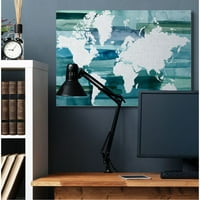 Ступел индустрии световната карта синьо зелено акварел живопис платно стена изкуство от Грейс Поп