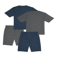 Атлетик работи момчета Джърси плетени тениски и шорти 4-парче активен комплект, размери 4-и хъски