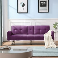 Аукфа сгъваем диван разтегателен диван с Поставки за чаши - двойни футони-Лилаво