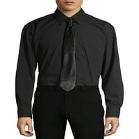 Сребърен етикет Мъжка риза с дълъг ръкав с подходяща вратовръзка