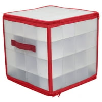 Начало Основи Кутия За Съхранение На Орнаменти С Цип, Червена