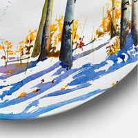 Дизайнарт 'котли в ранния сняг в дървесната Гора' Ферма кръг метална стена арт-диск на 36