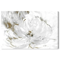 Абстрактно Пано За Картини 'Камелия Морнинг' Цветя-Бяло, Златно