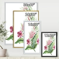 Дизайнарт 'Фламинго с розови цветя и екзотична зеленина'