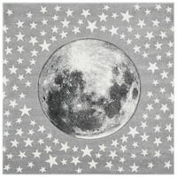 Детска въртележка Луна в района на звездите килим, Светло сиво бяло, 8' 8 ' квадрат